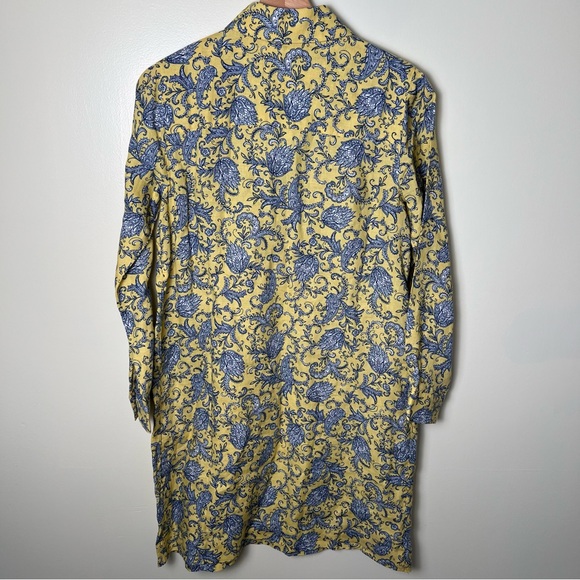 J.Jill Love Linen Lemon Paisley Popover Shirt Dress Petite XS Yellow NWT Preppy - Picture 6 of 11